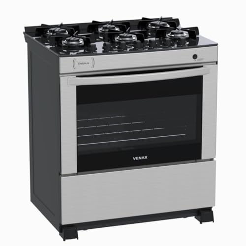 Fogao 6 Bocas Venax Delplus Vitreo Bl Inox Gas Glp