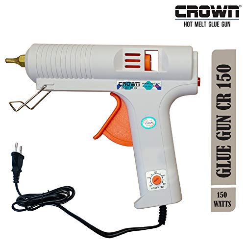 Image of White Professional Hot Melt Glue Gun - 150 Watt with Multi Temperature Control, Fast Melting - Easy To Use Glue Gun + 5 Glue Sticks - 11.2mm - CR-150