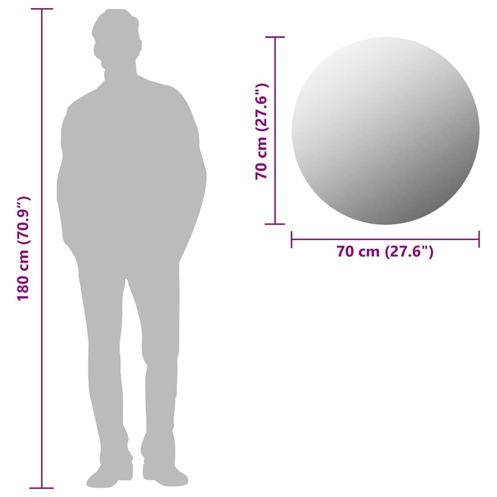 Wandspiegel 70 cm rund Glas mit geschliffener Kante für Schlafzimmer Wohnzimmer Flur und Ankleidezimmer, einfache Montage, dekorativer Blickfang, ideal für Frisieren Rasur und Reflexion
