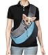 Tragetuch Klein Hund Tragetasche Mesh Hundetragetasche Verstellbar Hundetragebeutel Atmungsaktiv Hundetasche Haustier Umhängetasche Outdoor Transporttasche für 2-6KG Hunde Welpe Katze (Himmelblau)
