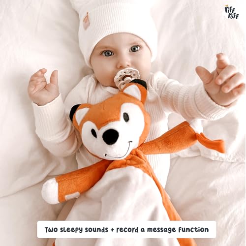 Riff Raff Sleep Soother Sleep Aid Lullaby for Newborn/Baby 0+ Months, Portable White Noise Plush Sound Machine, Heartbeat & White Noise Plush, Washable Stuffed Animals for Babies w/Velcro Strap - Fox - Image 5