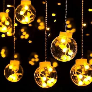 Image of V.E.S.P.A 12-Ball String Lights with 8 Flashing Modes - Perfect for Indoor & Outdoor Decoration - Ideal for Diwali, Christmas, and New Year. (Warm White)