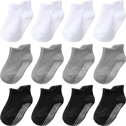 Aroveea Baby Toddle Socks Grip Non Slip Kids Boys Girls Cotton 12 Pack Ankle Cute Newborn Socks3-5T
