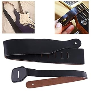 CZDYUF Sangle Épaisse Réglable en Cuir PU Souple pour Guitare Acoustique Électrique Basse Accessoires Noirs – Image 2
