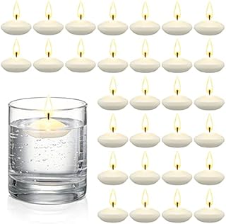 30 Pieces Unscented Floating Candles for Centerpieces Floating Warm Tealights Candles Floating Candles for Wedding Party Pool SPA Valentine's Day Bathtub Dinner Christmas Party Decoration (White)