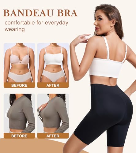 Image of Strapless Bra for Women Seamless Bandeau Bra Wireless Push Up Bralette | Non-Slip Bust Padded Removable Adjustable Straps Suitable for all Clothing