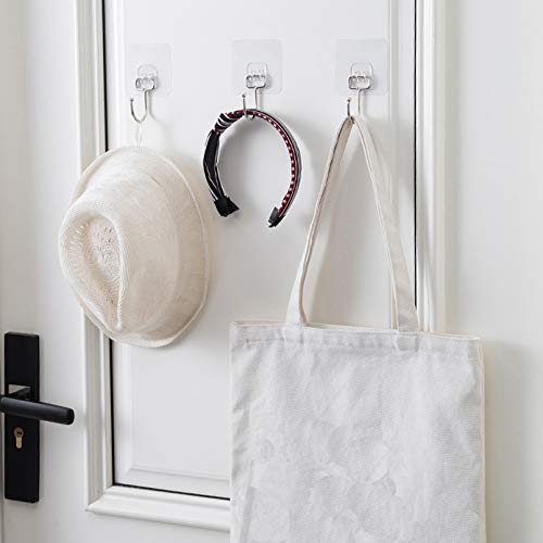 Chie no fukuro Selbstklebend Haken Transparent,8 Stk 44 lb/ 20 kg(Max) Selbstklebend Handtuchhaken, Transparente Klebehaken Wasserdicht,Abnehmbar,Küchenhaken für Küche Bad Wand & Decke Aufhänger.