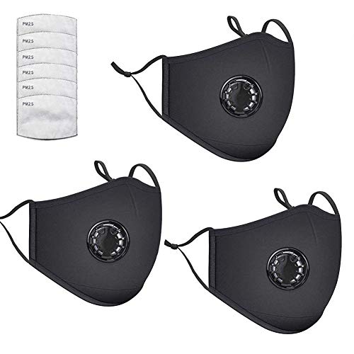 HMIAO 3 Pack PM2.5 Dust Mask, Reusable Breathing Valve Respirator Mouth Masks,