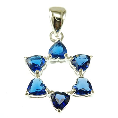 Stella di David ciondolo in cristalli blu con catenina in argento 925