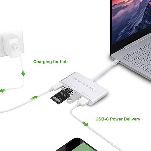 Image of Tooarts USB C USB 3.1 Type C HUB with Card Reader 5 in 1 USB-C Hub Type-c OTG Hub Combo USB3.0 Multi Spliter for MacBook Pro Air(Sliver