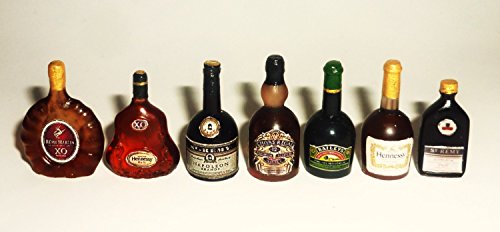 Alcohol, whiskey, brandy, cognac, liqueur. Dollhouse miniature 1:12