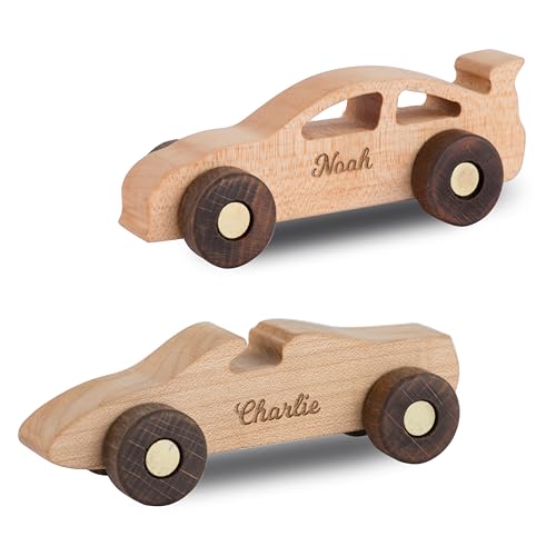 Personalized Toy Car Set for Kids, Personalized Baby Wooden Sensory Toys, 1st Birthday Keepsake Gifts for Boys 1-3 Year Old Toddler, 1st Birthday Gift, Christmas Gift