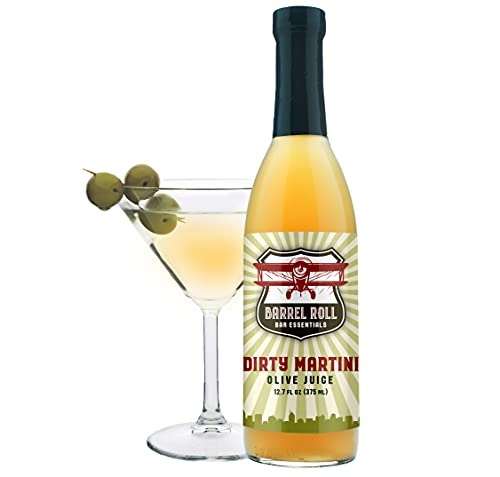 Barrel Roll Bar Essentials Cocktail Mixers - Dirty Martini Mix - Olive Brine - Handcrafted in the USA - Small Batch Drink Mix - Olive Juice - 12.7 Ounce Martini Juice Bottle – Vodka Gin Vermouth Mixer