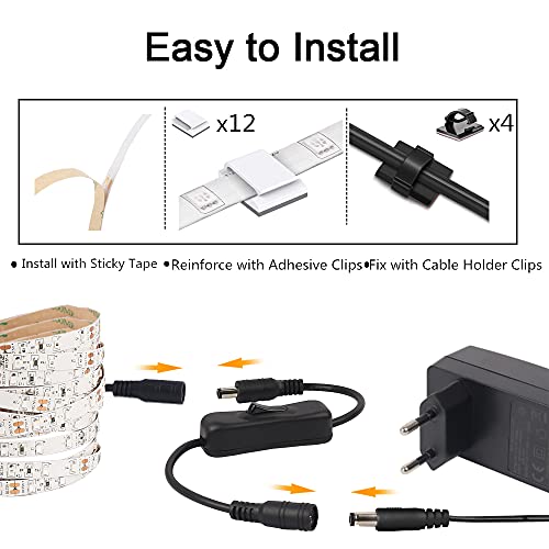 dystaval 10M Schwarzlicht LED Strip, UV LED Strip 33ft UV Schwarzlicht LED Band mit Trafo, 600 Stück 2835-LEDs, 12V 3A Flexible Schwarzlicht Befestigungen für Dekorationsbeleuchtung Partybeleuchtung