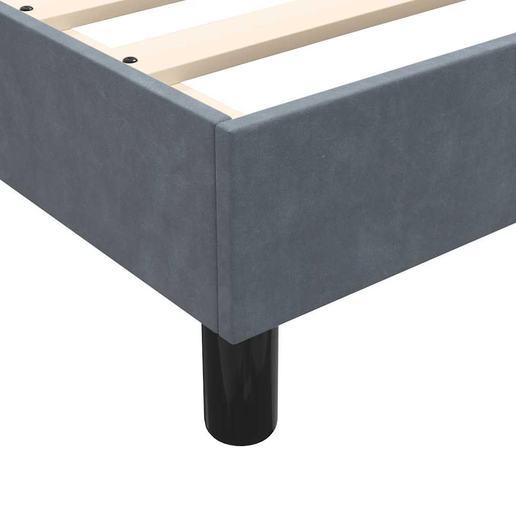 Dunkelgraues Samt Bettgestell 80x220 cm, Modernes Platform Bett für Schlafzimmer, Stabiler Lattenrost, Langlebige Holzwerkstoff Konstruktion, Komfortables Möbelstück