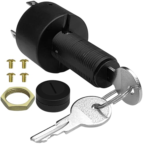 Toobop MP41040 Marine Ignition Switch for Boats Replacement for Sierra MP41040 4 Position Acc Off Run Start Key Starter Switch Includes Rubber Cap and Brass Back Nut