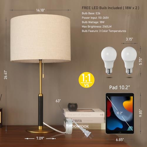 Set 2 lámparas de mesa modernas 26.4" de madera y metal miniatura 2