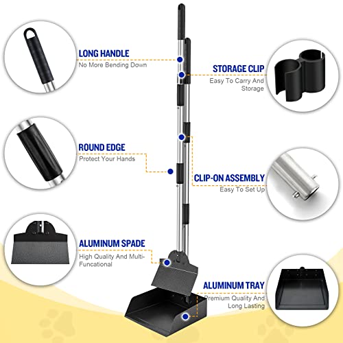 Image of Pooper Scooper for Large Dogs, Adjustable Long Handle Metal Tray and Spade Poop Scooper for Dogs with Bin for Pet Waste Removal, No Bending Clean Up Pooper Scooper for Medium and Large Dogs