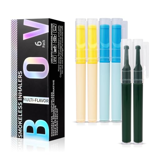 Quit Smoking Inhaler Stick 6 Pack Diffuser Pen Lung Detox for Smokers Quit Smoking Inhaler Vaporless Inhaler Quit Vaping Tools No Nicotine Vapor Pen Quit Vaping Variety Pack