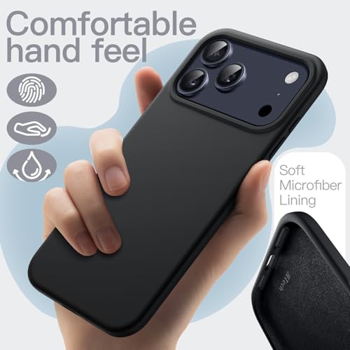 Image of JETech Liquid Silicone Case for iPhone 17 Pro Max 6.9-Inch, Silky Soft Touch Full-Body Protection, Anti-Scratch Shockproof Phone Cover with Microfiber Lining (Black)
