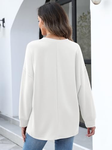 Image of ZANZEA Women's Off The Shoulder Batwing Tops Casual Loose Oversized Tshirts Long Sleeve Fall Pullover Sweater Tops