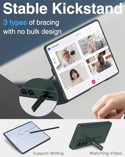 Image of Kapa Magnetic Hinge with Inbuilt Stand Case for Samsung Galaxy Z Fold 6 | Shockproof Stand Hybrid Bumper Back Cover (Green)
