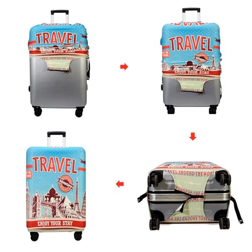 Image of WUJIAONIAO Travel Luggage Cover Baggage Suitcase Cover Protector Skins 18-32 Inch, Tourist Attraction A28, XL (for 29--32 inch luggage), Fashion