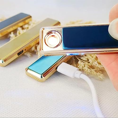 Encendedor USB recargable a prueba de viento dorado miniatura 2