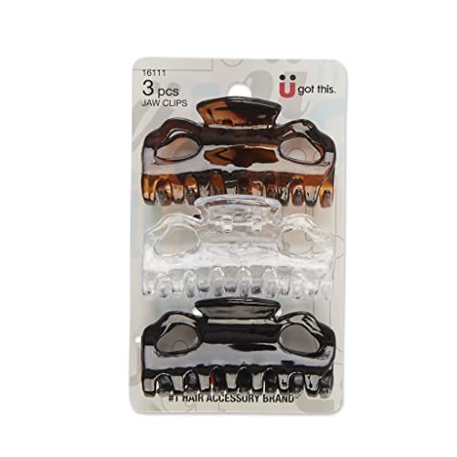 Scunci 2-Loop Jaw Clips, 6-CM Assorted Colors, 3-Count per Pack (1-Pack) image 3