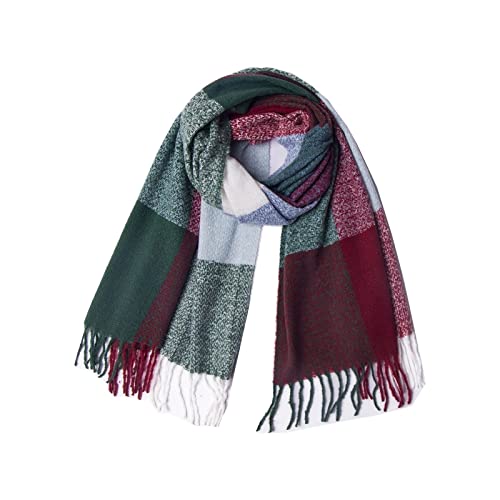 Bufanda de invierno para mujer con estampado de cuadros suaves y coloridos