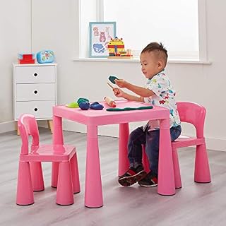 Liberty House Toys Plastic Children's Table with 2 Chairs, Pink, Ideal Size, H460 x W530 x D530mm