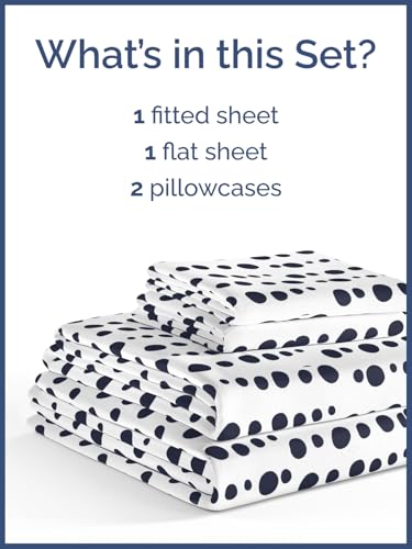 Image of Kids Full Size Blue Dots Bed Sheets - 4 Piece Kids Blue Dots Sheet Set