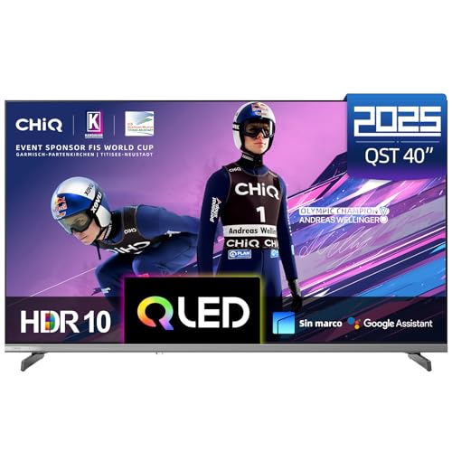 CHiQ L40QST 40 Pulgadas (101cm) televisor QLED Pro Smart Google televisor - Diseño Sin Marco con Metal, 90%,HDR10, Dolby Audio, FHD, Control por Voz