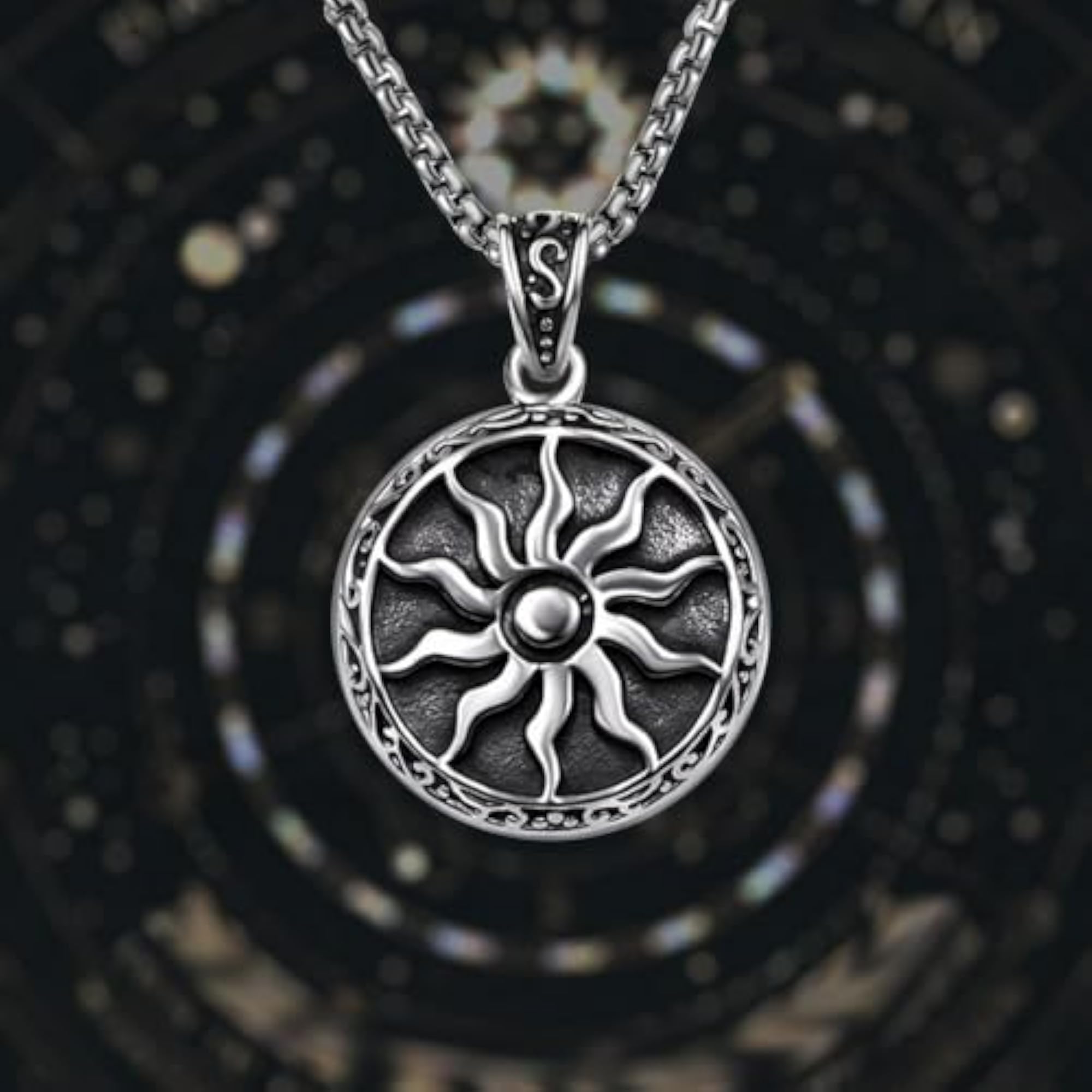 Greek Men's Jewelry Sun Pendant Necklace