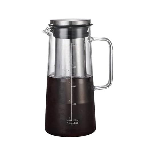 アイスコーヒー 水出しコーヒーポットガラスポット 大容量 耐熱ガラス コーヒーサーバー ティーポット 冷水筒 ドリップポット コーヒー器具 コーヒージャグ 水出し器 フィルター 父の日 母の日ギフト (1000ml)