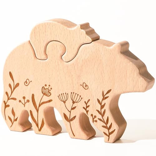 Image of InnoLemon Cute New Mom Gifts - Wooden New Mama Bear Keepsake, Mom to be Gift, Pregnancy Expecting Gift, Meaningful Gifts for First Mother’s Day, Mommy Birthday