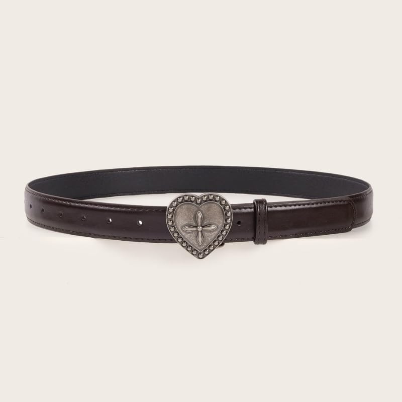 Women's Fashion Retro Y2K Delicate Belts Heart Love Shape Silver Buckle Waist Belt3