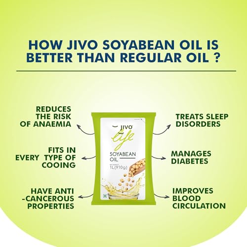 Image of Jivo Soyabean Oil Pouch 1 Litre Edible Cooking Oil for Daily Use | Ideal for Roasting, Frying, and Baking | High in Omega-3 and Low in Saturated Fat |