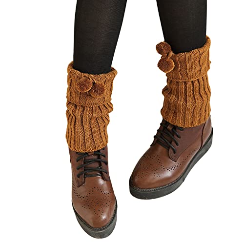 Women Winter Twist Cable Knit Leg Warmers Turn Cuff Plush Bowknot Boot Sock