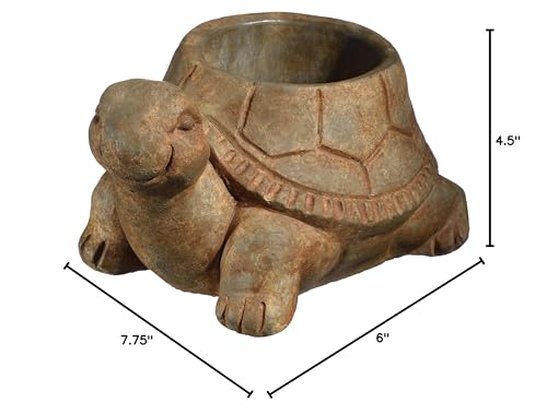 Classic Home and Garden Cement Buddies Animal Planter - Cute Desk Decoration - UV Coated Animal Vase w/Removable Drain Plug - Succulent Planter for Indoor/Outdoor Use (Turtle Planter, Rust, Large)