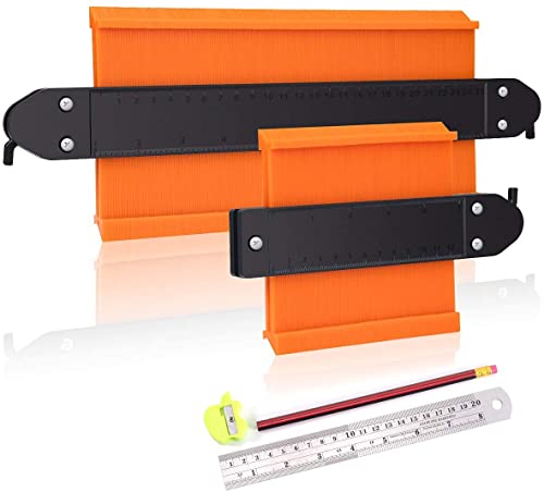 Niserelesa Lot de 2 jauges de contour avec blocage, 250 mm et 120 mm en plastique - Grand outil de mesure de contour pour profil irrégulier, carrelage, etc Cover