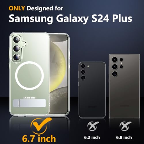 Image of SPIDERCASE Magnetic for Samsung Galaxy S24 Plus Case, [3 Stand Ways][ Military Grade Drop Protection] with Invisible Stand Shockproof Slim Case for Samsung Galaxy S24 Plus 6.7 inch, Clear