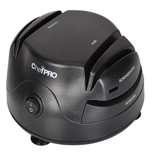 3-In-1 ELECTRIC KNIFE SHARPENER SYSTEM by ChefPRO, Great for Kitchen and Sport Knives, Scissors, Screwdrivers, 2-Stage Sharpening System Appliance, Compact Quick, Easy Design, Retractable Cord, Black