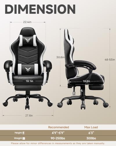 Image of LUCKRACER Gaming Chair, Comfy Computer Chair w /Footrest for Adults, White