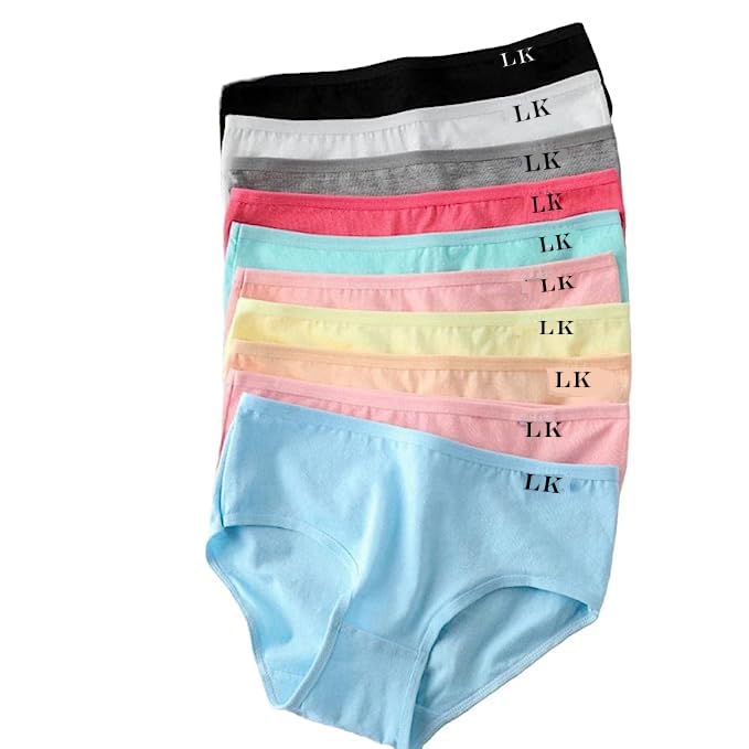 GenericLOURYN KOULYN® Imported Women's Candy (Pop) Color Brief/ 100% Super Soft Cotton Hipster Ladies Plain Bright Panty/Innerwear Inner Elastic Underwear Combo Pack (Colour May Very)