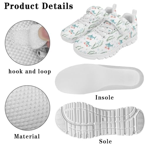 Floral Girls Comfy Single Buckle Sneakers Non-Slip Outdoor Walking Lightweight Athletic Running Shoes for Kids2