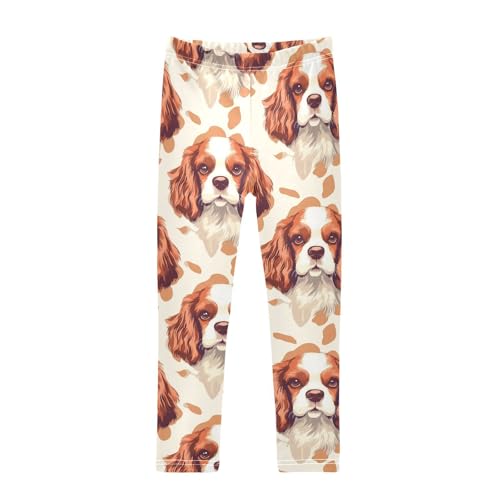 Charles Spaniel Girls Leggings,Workout Leggings for Girls Toddler Athletic Legging Size for 3-10T