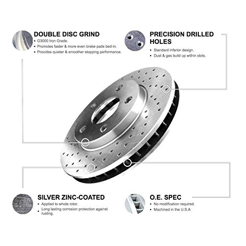 Image of R1 Concepts Rear Brake Kit Fits 2011-2014 Ford Edge | 2011-2019 Ford Explorer; 2009-2019 Ford Flex; 2010-2019 Ford Taurus| Ceramic Pads, Drilled eLINE Rotors| Hardware