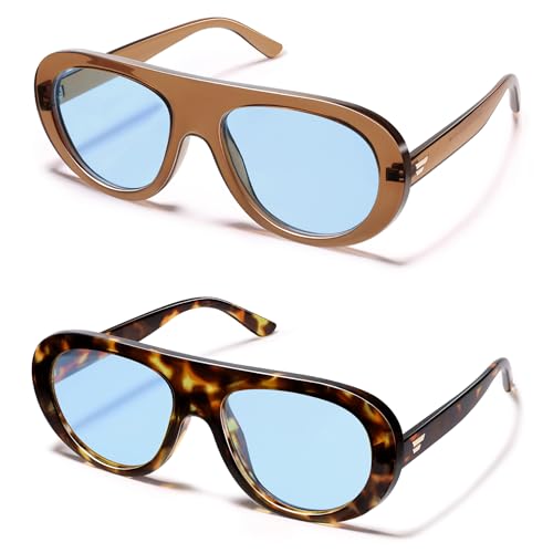 Image of VANLINKER Oversized Retro Aviator Sunglasses for Women Men Chic 70s Vintage Style Trendy 2026 Chunky Sun Glasses VL9865