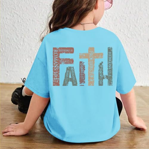Image of Jesus Shirt for Girls Christian Faith Tshirts Kids Cute Bible Verse Graphic Tees Inspirational God Religious Clothes